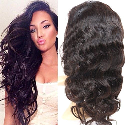 Toprincess Lace Front Wig Human Hair Wig Brazilian Virgin Hair 135% Density Natural Body Wave Natural Hair Line Lace Wig for Black Women with Baby Hair-14Inch Natural Color