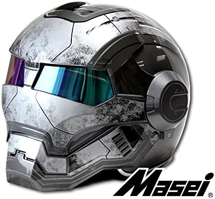 Masei Helmet 610 Motorcycle Helmet Gray US Army Star Trooper Modular Flip Up Open Face Harley Chopper DOT Helmet (Large, Gray)