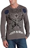 Marc Ecko Cut & Sew Men's Double Crossed Thermal Shirt,Cigar Grey,X-Large