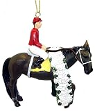 4 Horse Jockey With White Flowers Christmas Ornament