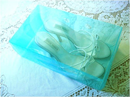 Set of 10 Packs Clear Blue Plastic Shoe Storage Boxes
