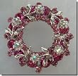 Pink and White Crystals Wreath Pin B1S43