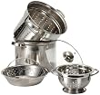 Prime Pacific Pasta Cooker and Steamer set with Glass Lid and Bonus 1.5 Quart Euro Colander