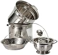 Prime Pacific Pasta Cooker and Steamer set with Glass Lid and Bonus 1.5 Quart Euro Colander