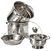 Prime Pacific Pasta Cooker and Steamer set with Glass Lid and Bonus 1.5 Quart Euro Colander