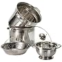 Prime Pacific Pasta Cooker and Steamer set with Glass Lid and Bonus 1.5 Quart Euro Colander
