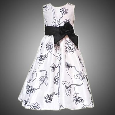 Rare Editions Girls 7-16 IVORY BLACK SEQUIN BUTTERFLY SOUTACHE Special Occasion Wedding Flower Girl Party Dress