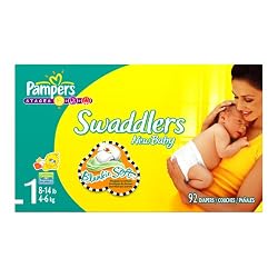 Pampers Swaddlers Diapers, Size 1, 92-Count