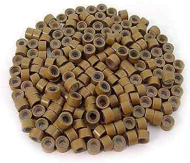 500 PCS 5mm Light Brown Color Silicone Lined Micro Rings Links Beads Linkies For I bonded Tipped Hair Extensions