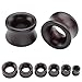 PiercingJ 4pcs 00G-3/4 (10-20mm) Organic Wood Hollow Heart Round Double-Flared Plug Ear Stetcher, Vintage Brown