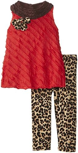 Sweet Heart Rose Little Girls' Diagonal Ruffle Cheetah Set