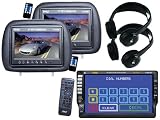 Pyle Super DVD/LCD/Headphone Package for Car/Truck/SUV --PLD70BT 7 TFT Touch Screen DVD/VCD/CD/MP3/CD-R/USB/AM/FM/RDS Receiver and Bluetooth System + PL71PHB Headrest Pair With Built-in 7 TFT-LCD Monitors (Black) + Pair of PLVWH5 Wireless IR Mobile Video Stereo Headphones.