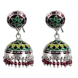 51oQvAg8y L. SL160  Jhumki Earrings Silver Enamelled Jewelry 1.5 inches