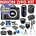 Nikon D90 12.3 MP Digital SLR Camera with Tamron 28-80mm f/3.5-5.6 Aspherical Lens + Tamron 75-300 f/4-5.6 LD Lens + Rokinon 500mm F/8 Lens with 2x Converter (=1000mm) + .42x Wide Angle Lens with Macro + +1, +2, +4, +10 4 Piece Macro Close Up Kit + 16 GB Memory Card + Multi-Coated UV Filter (2) + Multi-Coated Polarizer Filter + Digital Slave Flash + 50\