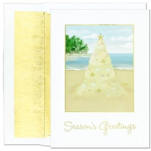 Christmas Sand Castle Tropical Beach Holiday Cards -