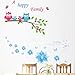 Dagou Owl and Flowers Happy Family Wall Stickers & Murals Wall Decals Wallpaper Wall Decorate and Removable Wall Décor Decorative Painting Supplies & Wall Treatments Luminous Stickers for Kids Living Room bedroom wallpops decal