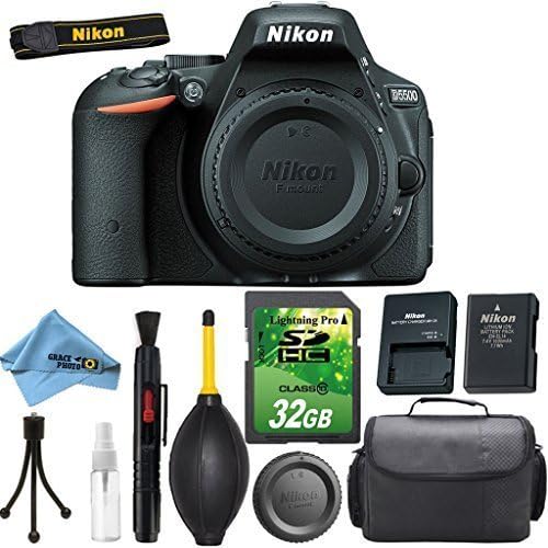 Nikon D5500 (Body Only) DSLR + 32GB HIghspeed SD Card + Deluxe Camera Carry Case + DSLR Maintenance Cleaning Kit - International Version