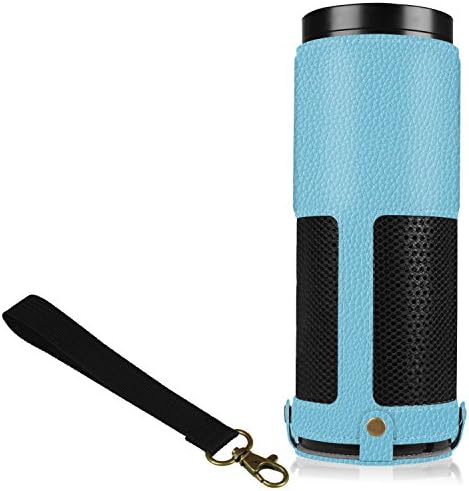 Amazon Echo Case Cover - WizFun Premium Vegan Leather Carry Case Cover Sleeve For Amazon Echo (SkyBlue)