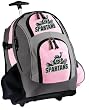 Michigan State Peace Frog Rolling Backpack Deluxe Pink MSU Peace Frogs - Backpacks Bags with Wheels or School Trolley Carry-On Bags - Unique Wheeled Gifts for Girls Ladies- CUTE!