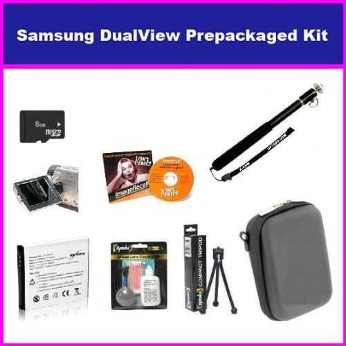 Essential Accessory Package For The Samsung DualView TL225 TL220 TL90 Digital Camera Includes 8GB Micro SD Memory, Card Reader, SLB-07A Replacement Spare Battery, Hard Shell Slim Case, + Flexible Mini Tripod, Self Portrait Handheld Monopod + More