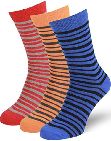 Feetly Men's Combed Cotton Double Stripe Dress/Casual Socks 3pk, European Quality, Black/Anthracite/Gray, 47-50 EU shoe size