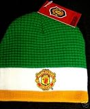 OFFICIAL MANCHESTER UNITED F.C GREEN WHITE & GOLD BEANIE HAT WITH CLUB CREST