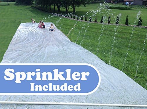 Lawn Water Slide 100 Feet with Water Sprinkler Hose Attachment - Team Amazing Presents World's Longest Backyard Lawn Water Slide