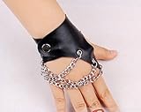 WeShop® - A Pair Of Club Korea Style Fingerless Rivet Punk Chain PU Leather Gloves Black