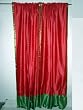 2 Fire Brick Red Art Silk Sari Curtains Chateau Green Border 96"
