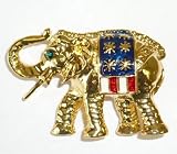 Goldplated Patriotic Elephant Pin