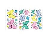 Girls Butterfly Flower Pastel Wall Decor Room Stickers