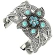 Silvertone Blue Flower Cuff Bracelet Fashion Jewelry