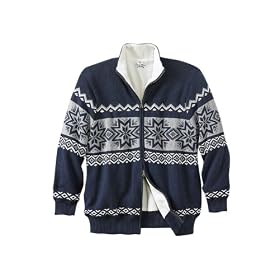 KingSize Big & Tall Snowflake Knit Zip-Front Sweater