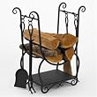 Woodfield Black Combo Wood Holder for Fireplace