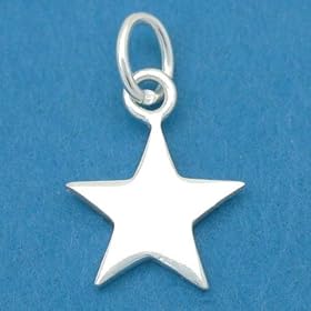 5 Pointed Star Charm Sterling Silver 12mm