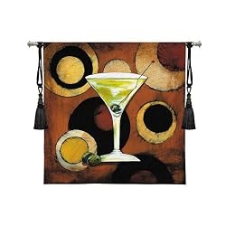 Martini Cocktail Tapestry Wallhanging Comes With Wall Hanging Rod and Tassels
