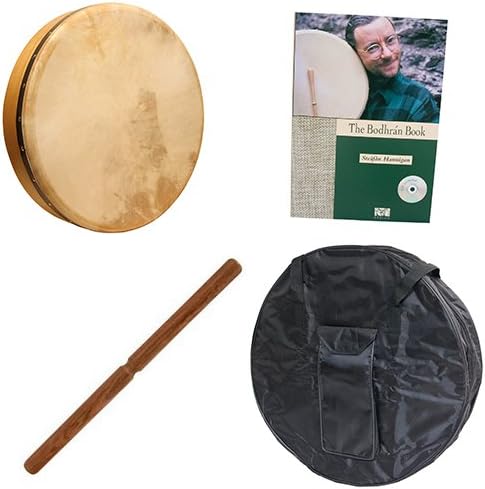 Roosebeck Pretuned Mulberry Bodhrán Cross-Bar 18-by-3.5-Inch Deluxe Package w/Gig Bag, Tipper &amp; Bodhran Instruction Book &amp; CD