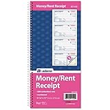 Adams Money and Rent Receipt Book, 2-Part Carbonless, 5 1/4 x 11 Inch Detached, Spiral Bound, 200 Sets per Book (SC1152)
