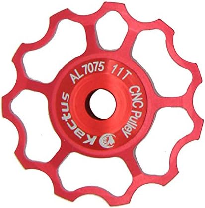 Kactus 11T Bicycle Jockey Wheels MTB Aluminum Alloy Bike Rear Derailleur Guide Wheel Part 2 Pieces (Red)
