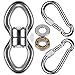 SELEWARE Silent Bearing Swing Swivel w/ 2 Carabiners, Stainless Steel 1200LB 360Â° Rotational Device Hanging Accessory for Tree Swing, Hammock Chair, Climbing Rope, Yoga, Kids Swing Swivel