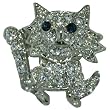 Silver Tone K Cat Animal Pin Brooch