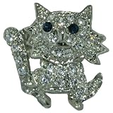 Silver Tone K Cat Animal Pin Brooch