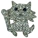 Silver Tone K Cat Animal Pin Brooch