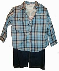 Timberland Baby Boys 3 Pc. Outfit T-Shirt, Button Front Shirt & Jeans