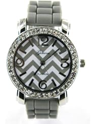 Geneva Ladies Chevron Silicone Fashion Watch -Orange