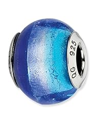 Sterling Silver Reflections Blue/Light Blue Italian Murano Glass Bead