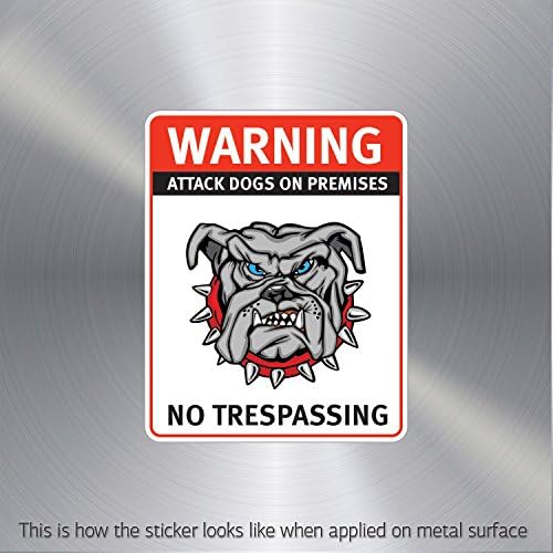 Decal Warning Attack Dog On Premises. No Trespassing Weatherproof Game Acti (5 X 3.97 In)