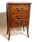 Product details for Wood Brass Floral Design Nightstand Side End Drawers Table Furniture