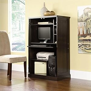 Sauder Computer Armoire, Cinnamon Cherry Finish