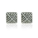 Sterling Silver Marcasite Pyramid Post Earrings
